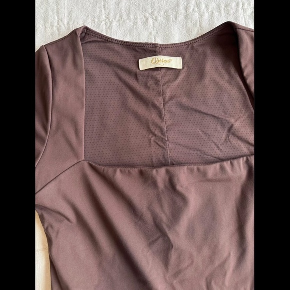 QINSEN Womens Square Neck Tennis Dress Short Sleeve Built in Shorts with Pockets - Picture 3 of 6